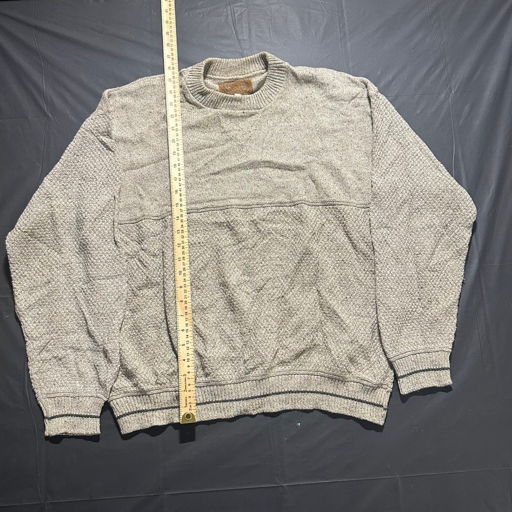 Alps Vintage Style Textured Knit Crewneck Sweater Tan Beige Size L